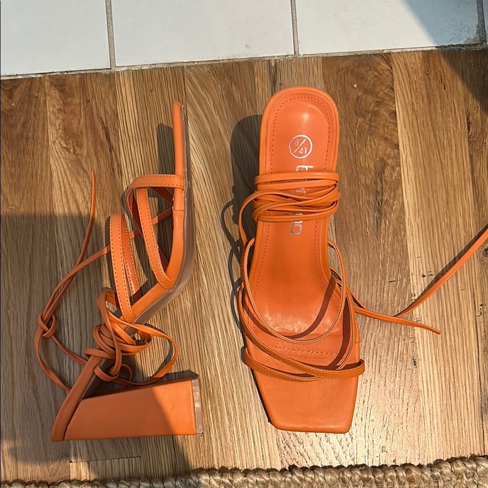 Boohoo Orange Strappy Heels